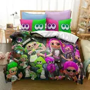 v231 Bed Sheets Printed Game Splatoons Bedding Set Duvet Cover Bedroom Comforter Single Twin King Size Quilt Cover Home Textile 3-Piece Bedding Set (1