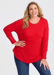 [Virtuelle] Taking Shape Rib Hi-lo Top Size 26 in Lipstick RED - Plus Size Women's Clothing Lipstick Red