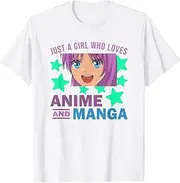 [X.Style] Just a Girl Who Loves Anime and Manga Japanese Art Graphic ds761 T-Shirt (S) White