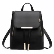 Nevenka Fashion PU Leather Women Backpack Anti-theft Travel Bag-Black