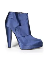 Blue Satin Ankle Boots