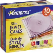 10-Pack CD Slim Jewel Cases 5mm - Assorted Colors