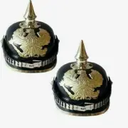 SET OF 2 PCs Leather Prussian WW1 German Helmet Spiked Imperial Officer Helmet