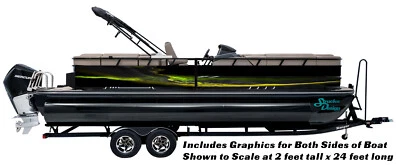 Green Yellow Smoky Black Graphic Kit Decal Fishing Boat Wrap Pontoon Vinyl
