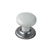 Nidus Corona Cupboard Knob White With Satin Chrome Backplate CCKWHSC