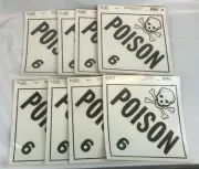 Poison Skull Class 6 Vinyl Placard 10.75” Lot of 48 with 8 Packs of 6 JJ Keller