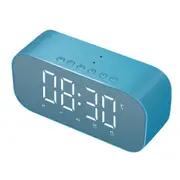 S5 Mini Wireless Bluetooth Speaker Dual Alarm Clock Led Display Mirror Subwoofer With Mic Blue