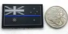 Thin Blue Line Rubber/PVC Patch Mini, Australian Flag, Police, Hook Rear