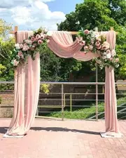 Wedding Arch Drapes Fabric Chiffon Fabric Drapery for 2 Panels 6 Yards Peach