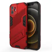 Slim Case For iPhone12 Shockproof Dual-Layer Stand Cover - Red