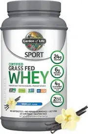 Sport Certified Grass Fed Clean Whey Protein Isolate, Vanilla, 22.57oz (1lb 6.57