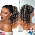 BAKMOM 14 Inch Kinky Curly Ponytail Extension Drawstring Ponytail for Black W