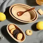 Smooth Surface Japanese Salad Bowl Stackable Wooden Tableware Tray Kitchen