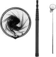Portable Carbon Fiber Fishing Net Long Handle, 9ft/11.15ft (108"/133.8") Fishing Landing Net with Telescoping Pole Handle, Fishing Gifts for Men, Rubber Coated Net, Pool Leaf Rake