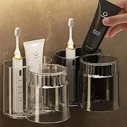 2 Pack,Toothbrush Holder Set with 3-in-1 Function:Toothpaste,Toothbrush, and Rinse Cup Organizer,No Drilling & Wall Mounted with Toothpaste,Razor Organizer,Bathroom Organizer for Toiletry(Black,White)