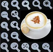 Drhob Hot 16Pcs Coffee Latte Art Stencils DIY Decorating Cake Cappuccino FoamTool CN (Color: White)