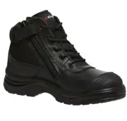 KingGee K27150 Men's Safety Work Boots. Zip Side Black Leather Scuff Cap