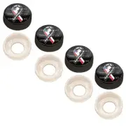 4 Black Custom License Plate Frame Screw Snap Caps Covers USA Flag Ribbon Pow