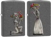 Zippo 28987, Skeleton Love, 2 Piece Set, Iron Stone Finish Lighter, Full Size