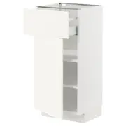 METOD / MAXIMERA base cabinet with drawer/door, white/Vallstena white, 40x37x80 cm