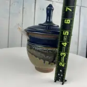 Honey Pot Jar with Lid and Dipper Clay Pottery Glazed Stoneware