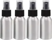 Furnido 1.72oz Aluminium Essential Oil Spray Bottle Refillable Perfume Fine Mist Atomiser Empty Beauty Metal Spray Bottles Cosmetic Packaging Container travel subpackage Bottles 4-Pack (Black Caps)