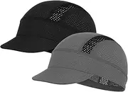 [ROCK TAKIN] Cooling Cycling Hat Under Helmet, Sweat-Absorbing Breathable Mesh Bicycle Hat Under Helmet for Cycling Motorcycle Running Hat for Men Women - Pack of 2, Black + Grey (Hat Edge), One Size