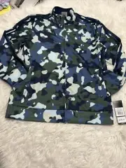 Adidas Kids Size L (14-16) Camo Green Windbreaker Jacket Logo Active Boys $48