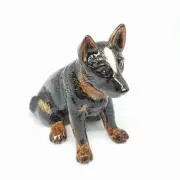 Australian Cattle Dog Sitting Ceramic Figurine - Dark Approx 9cm High