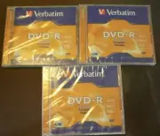 3 x Verbatim DVD-R 4.7 GB 16 x 120 min Factory sealed individually