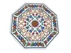 Office Meeting Table Top Inlaid with Natural Gemstone White Marble Dining Table