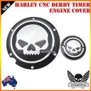 Black CNC skull Derby Timer engine Cover Harley XL Sportster 883 1200 Iron 48 72