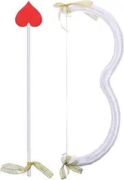 Cupid Bow and Arrow Set 17.72inch Heart Shape Cute Valentine's Day Cupid Bow Costume for Cosplay Christmas Photography, White Costume