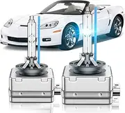 SENROBO Fit for Chevrolet 2005-2013 Chevy Corvette Sport 2010-2013 Chevy Camaro D1S HID Xenon Headlight Bulbs, 350% Brightness, High Low Beam Light Bulb, 8000K White Blue, Plug and Play, Pack of 2