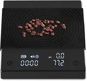 TECHVIDA Coffee Scale Basic 2.0 with Timer,Black Mirror Espresso Scale with Flow Rate Function, 2000g/0.1g High Accuracy, Digital Coffee Scale for Pour Over Drip Coffee