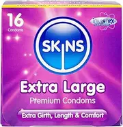 Skins Extra Large Condoms Multipac,Safe with Natural Look That Feels Like Real Skin, Pack of 16