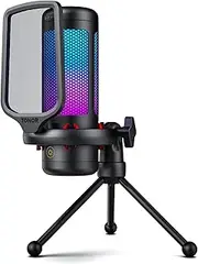 TONOR Gaming USB Microphone with Adjustable RGB Modes & Brightness, Condenser PC Mic for Streaming Podcast Recording Studio Singing Youtube, Computer Desk Mic Compatiple with Laptop/Mac/PS4/PS5 TC310