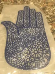 RARE VTG Hamsa Hand Iron On Transfer Appliqué MICRO COSMIC Pattern L Blue