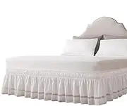 Lace Bed Skirt - Wrap Around Bed Skirts | Polyester Fabric Bed Skirt, 15 Inch Wrap Around Elastic Bed Skirt, Easy Install, Deco Resistant
