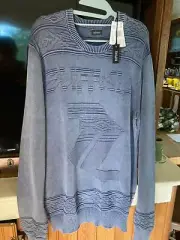 Buffalo David Bitton Men’s L Sweater New With Tags Denim Blue Cotton
