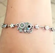 Elephant Anklet, Crystal Elephant Ankle Bracelet, Daisy Anklet, Flower Anklet