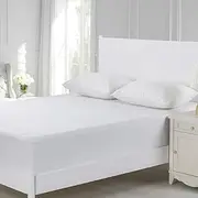 Dreamaker Waterproof Cotton Terry Mattress Protector, Moisture Absorbent Towel Top, Breathable Rustle Free TPU Protection, Fully Fitted Extra Deep Stretch Skirt, Easy Care & Machine Washable - Double