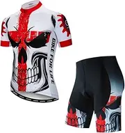 [WeimoMonkey] Cycling Jersey Men Set Road Full Zip Short Sleeve Bike Shirt Top Padded Shorts Suit Bicycle Clothes