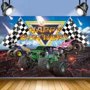 Monster Truck Backdrop Birthday Party Supplies Background Photo Banner Decorations