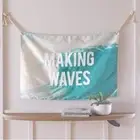 Pottery Barn Making Waves Wall Hanging Decor Cream Blue Ocean Wave 24 x 36 NEW