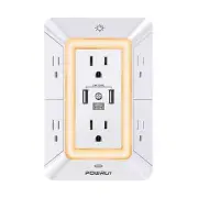 Multi Plug Outlet Surge Protector - POWRUI 6 Outlet Extender with 3 USB Ports...