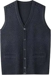 [Generic] Men's Vest Sleeveless Sweater Vest Sleeveless Knitted Sweater Vests V-Neck Pullover Slim Vest