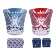 FONYUHUA Edo Kiriko Glasses Set of 2 260ml Old Fashioned Whiskey Tumblers