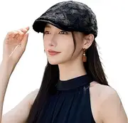 [Generic] Elegant Floral Lace Beret Hat for Women Classic French Beret Casual Painter Artist Hat Lightweight Sun Protection Hat