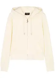 Juicy Couture Classic Robertson Hooded Velour Sweatshirt - Cream - XL (UK16 / XL) XL (UK16 / XL)